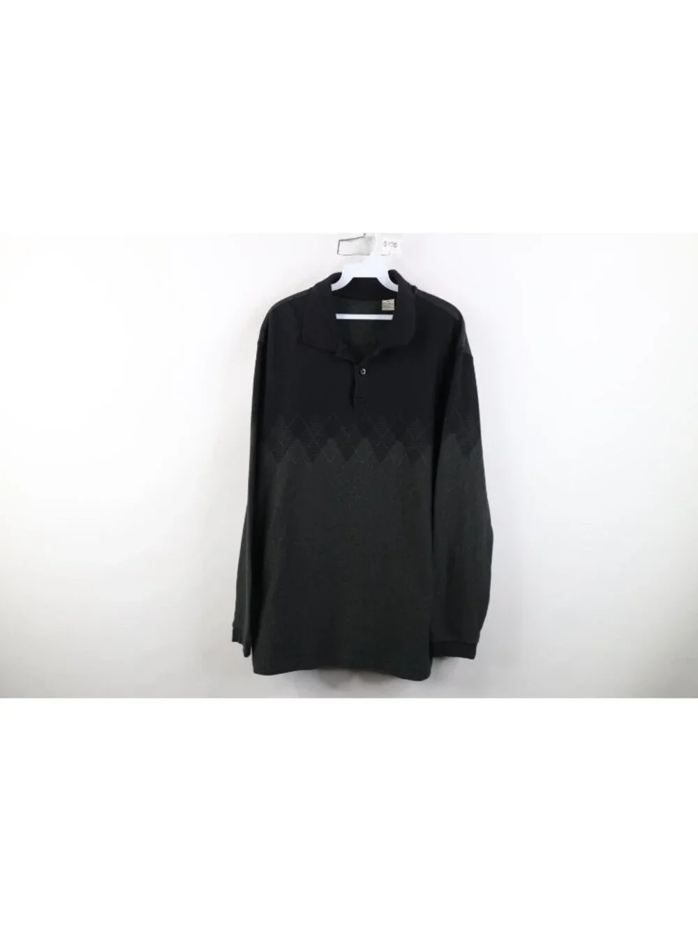 Vtg 90s Streetwear Mens XL Faded Argyle Diamond Knit Long Sleeve Golf Polo Shirt